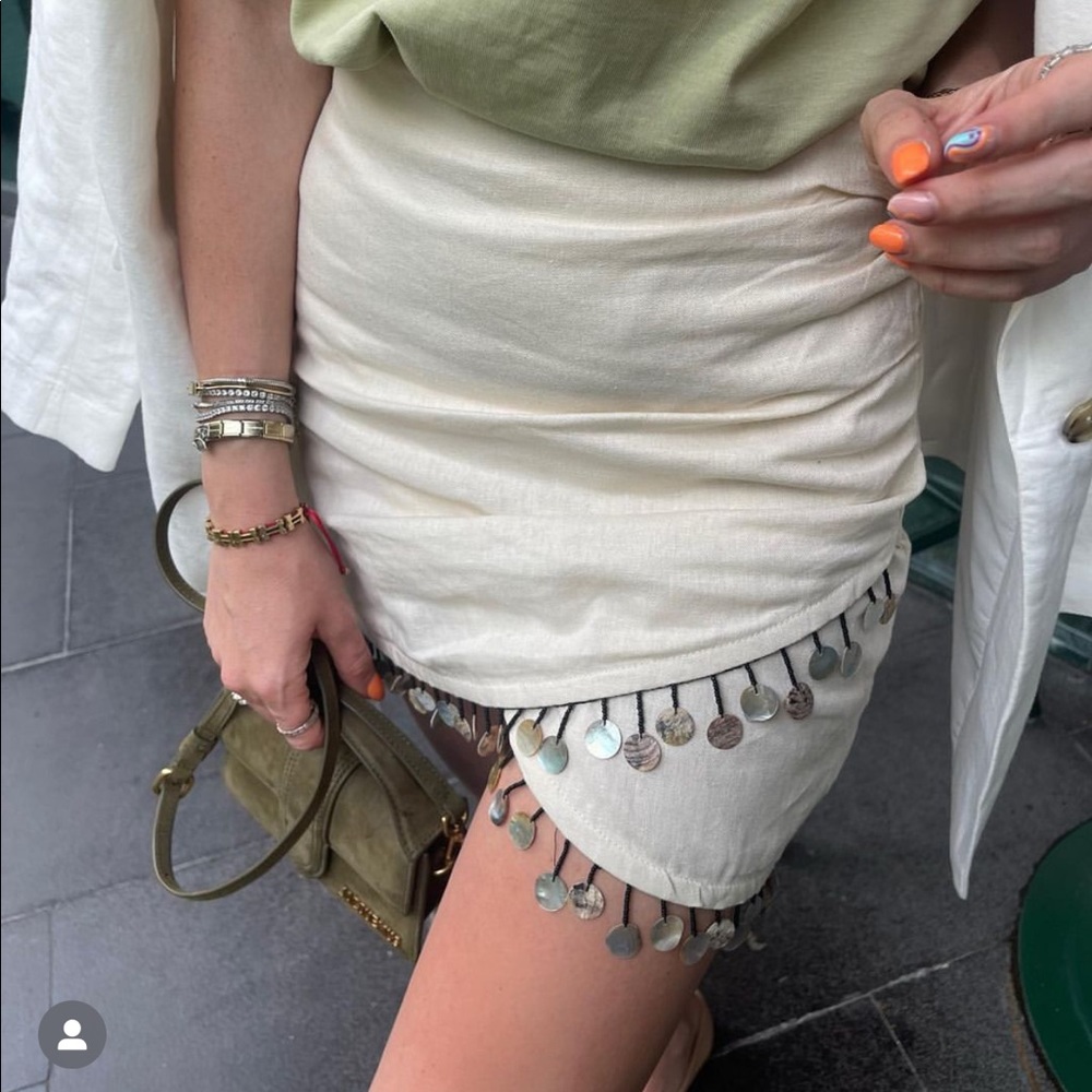 Zara Beaded linen blend mini skirt - Picture 5 of 14